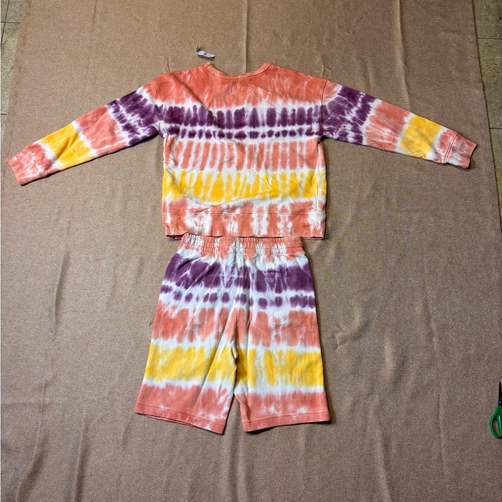 GAP Kids Tie-Dye Pajama Set in Coral, Purple & Yellow Top Large Bottom XXL